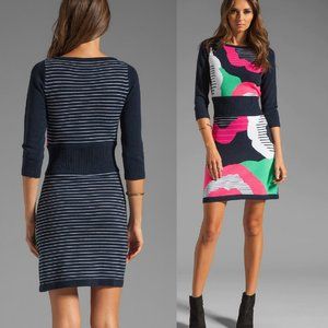 Art Deco  Dress. Knit Abstract Dress, Colorful 90s Dress. Nanette Lepore